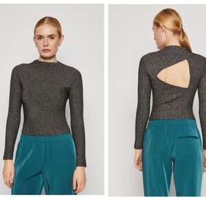 AllSaints Women's Black Gia Sparkle Bodysuit